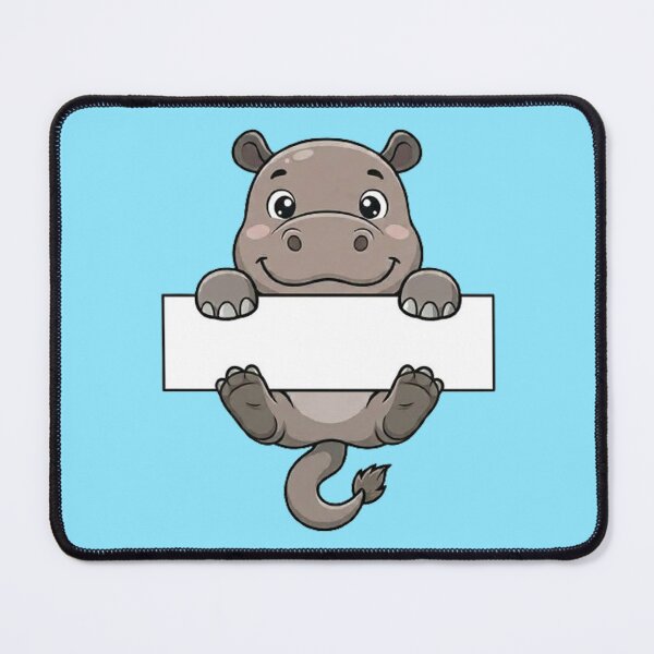 Item preview, Cute Hippo Holding Blank Sign Cartoon designed and sold by PetalsPaws.