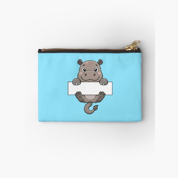 Item preview, Cute Hippo Holding Blank Sign Cartoon designed and sold by PetalsPaws.