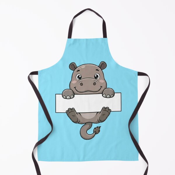 Item preview, Cute Hippo Holding Blank Sign Cartoon designed and sold by PetalsPaws.