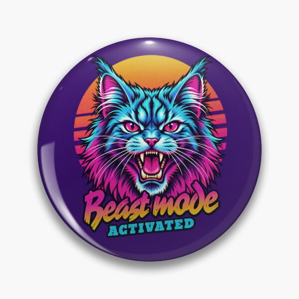 Item preview, Maincoon Cat Beast Mode - Neon Cyberpunk Horror designed and sold by PixelsPaws.