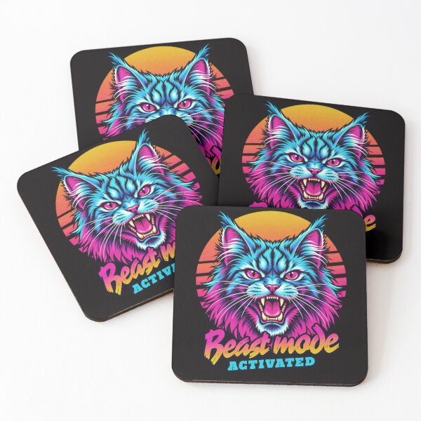 Item preview, Maincoon Cat Beast Mode - Neon Cyberpunk Horror designed and sold by PixelsPaws.
