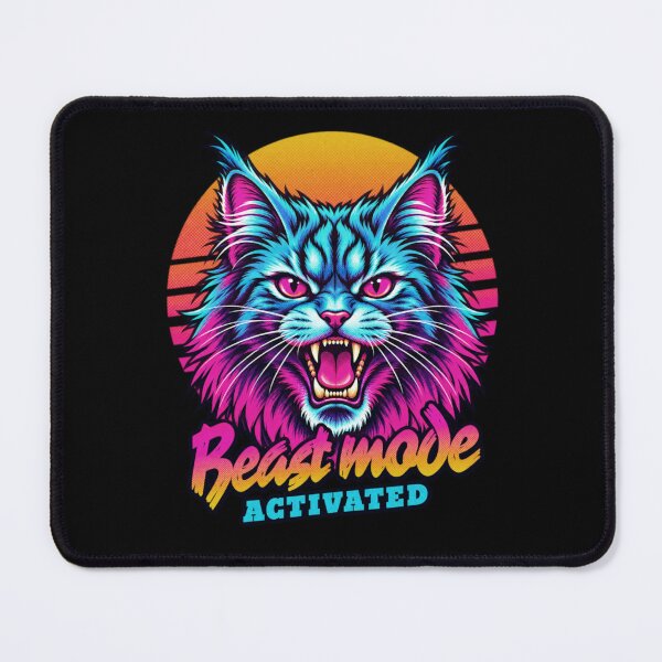Item preview, Maincoon Cat Beast Mode - Neon Cyberpunk Horror designed and sold by PixelsPaws.