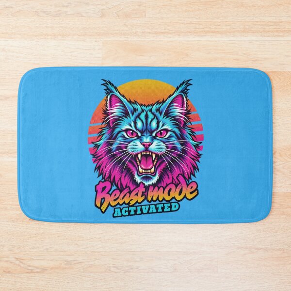 Artikelvorschau, Maincoon-Katze im Bestienmodus – Neon-Cyberpunk-Horror entworfen und verkauft von PixelsPaws.