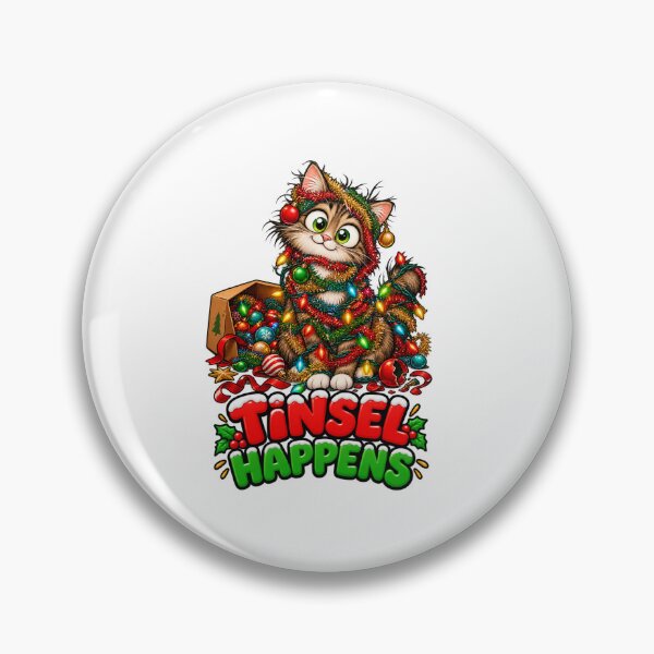 Item preview, Tinsel Happens Funny Christmas Cat Cartoon designed and sold by FalistY.
