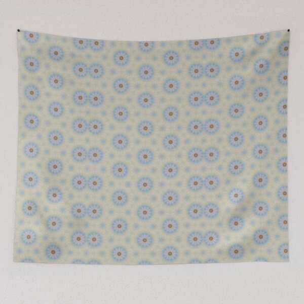 Item preview, Soft Sky Blue Periwinkle Sand Amber Hexagonal Tile Pattern Mandala - Duvet Cover designed and sold by ArithraStudio.