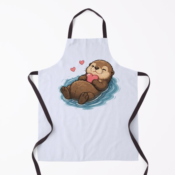 Item preview, Cute Floating Otter Holding Heart Kawaii Sea Otter Love Art designed and sold by QCena.
