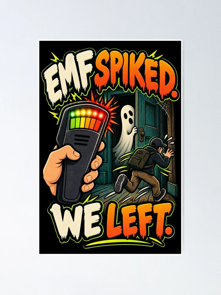 Aperçu 1 sur 3. Poster avec l'œuvre Ghost Hunting EMF Spike Paranormal Humor créée et vendue par MOTIFOLK.