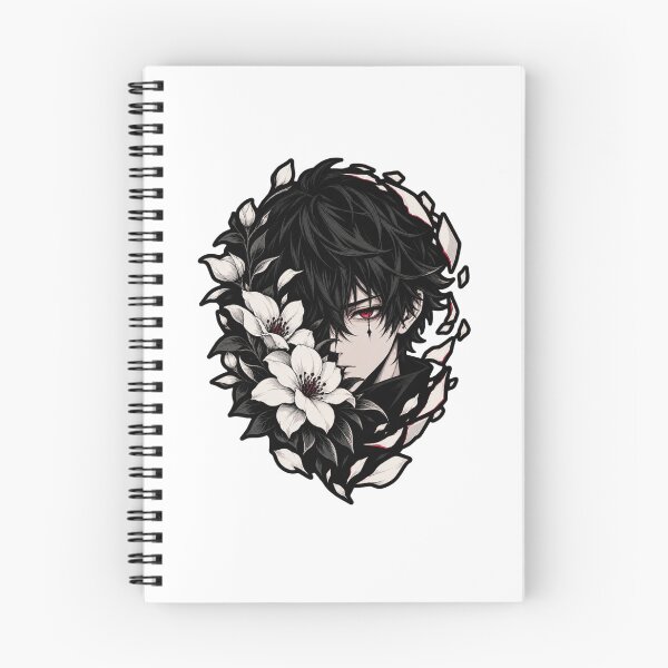 Item preview, The Boy Who Became Winter – Dark Anime Crimson Eye & White Flowers designed and sold by AD-NOVA!!!.