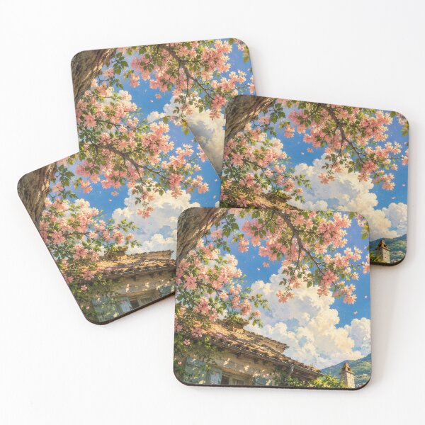 Item preview, Blossoms Over a Rustic Cottage – Dreamy Spring Countryside designed and sold by H-Tsvetkova.