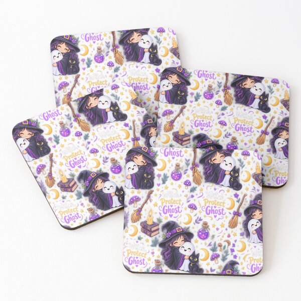 Item preview, Cute witch hugging ghost  pattern designed and sold by urbanshop7.