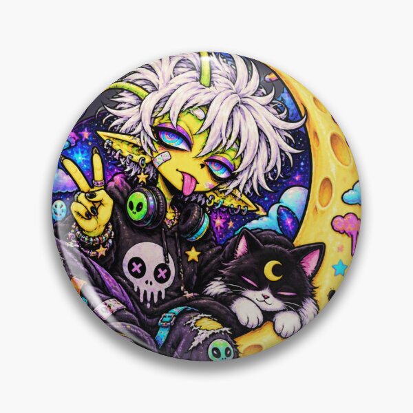 Item preview, Lost in the Cosmos – Psychedelic Alien Moon Child, Gothic Kawaii Space Art designed and sold by 3ichael 7ambert.