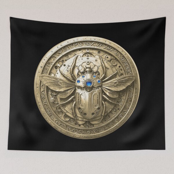 Item preview, Bronze Mechanical Steampunk Beetle Medallion with Blue Jewels  designed and sold by Retro Art Factory.