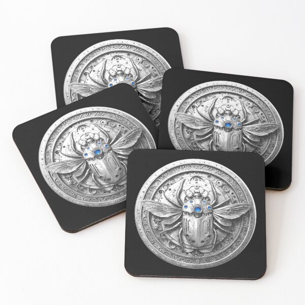 Item preview, Silver Mechanical Steampunk Beetle Medallion with Blue Jewels  designed and sold by Retro Art Factory.