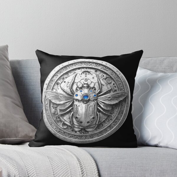 Item preview, Silver Mechanical Steampunk Beetle Medallion with Blue Jewels  designed and sold by Retro Art Factory.