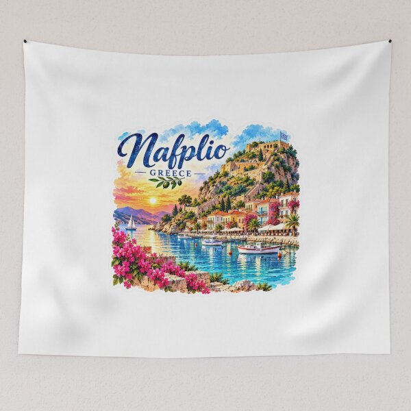 Item preview, Nafplio Greece Watercolor Mediterranean Travel Souvenir designed and sold by GusiaTreasures.