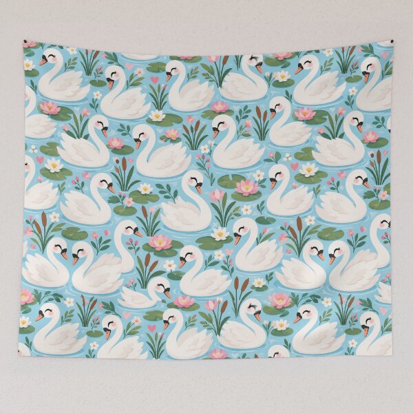 Item preview, Whimsical Swan Pond Pattern designed and sold by Side Quest Co..