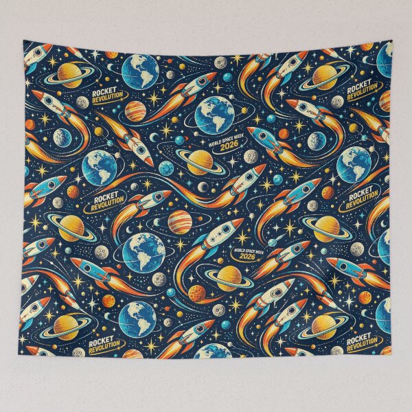 Item preview, Retro Rocket Revolution Space Pattern designed and sold by Side Quest Co..