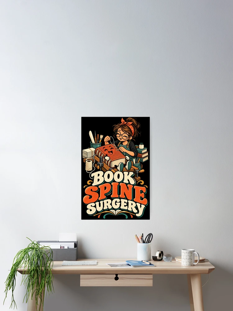 Thumbnail 2 von 3, Poster, Funny Bookbinding Book Spine Surgery Humor designt und verkauft von MOTIFOLK.