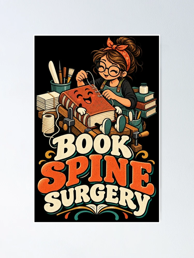 Thumbnail 1 von 3, Poster, Funny Bookbinding Book Spine Surgery Humor designt und verkauft von MOTIFOLK.