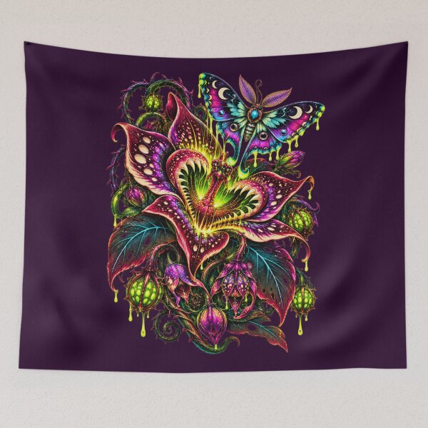 Item preview, Midnight Bloom – Gothic Carnivorous Flower and Psychedelic Luna Moth designed and sold by 3ichael 7ambert.