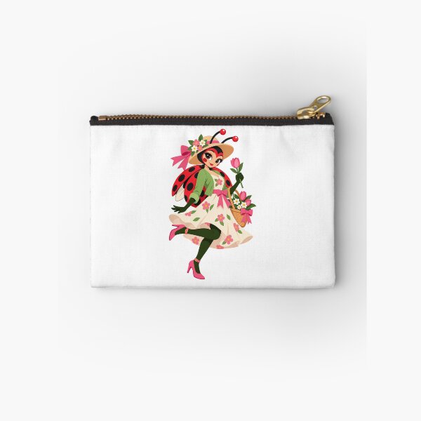Item preview, Ladybug Woman in Spring Fashion with Floral Hat and Tulips designed and sold by karamram.
