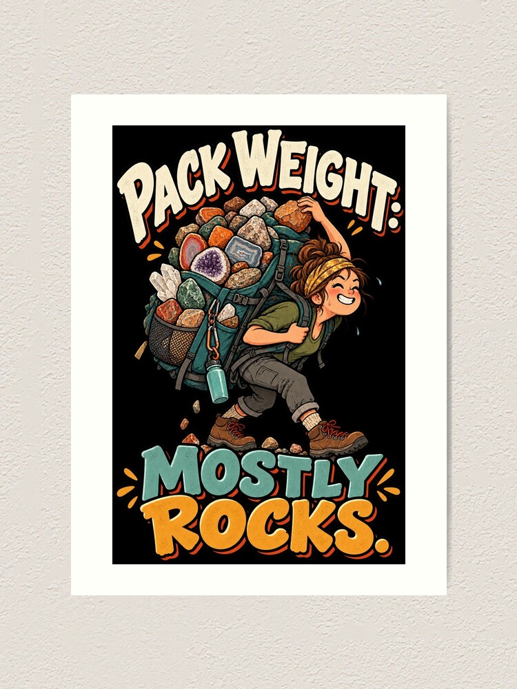 Thumbnail 1 von 3, Kunstdruck, Funny Rockhounding Rock Collector Pack Weight Humor designt und verkauft von MOTIFOLK.