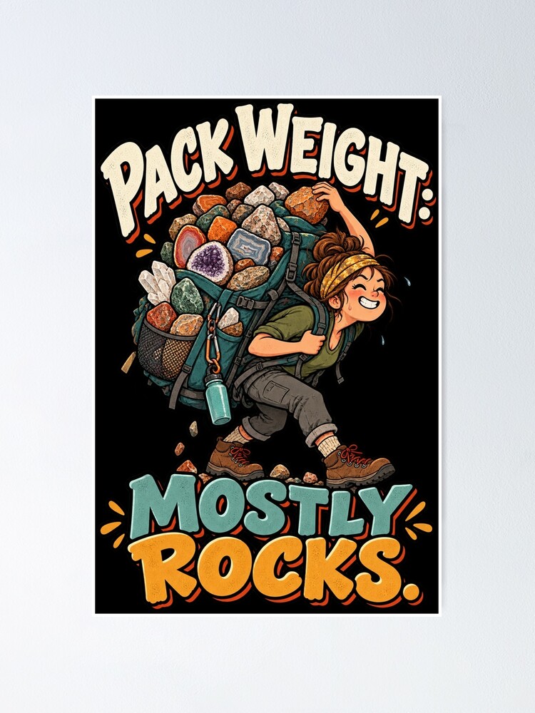 Thumbnail 1 von 3, Poster, Funny Rockhounding Rock Collector Pack Weight Humor designt und verkauft von MOTIFOLK.