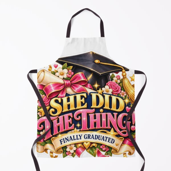 Item preview, She Did the Thing Graduation Sticker – Finally Graduated, Pink Gold Floral Cap & Diploma designed and sold by CoquetteLunaCo.