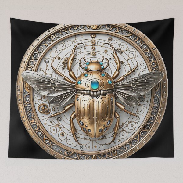 Item preview, Copper Jeweled Mechanical Steampunk Beetle on a Web designed and sold by Retro Art Factory.