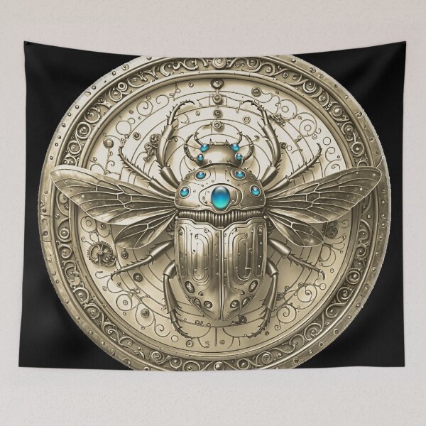 Item preview, Bronze Jeweled Mechanical Steampunk Beetle on a Web designed and sold by Retro Art Factory.