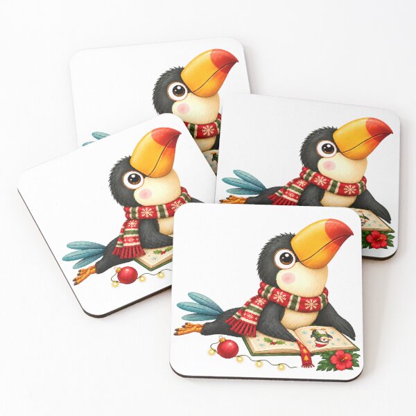 Item preview, Christmas Yoga Toucan – Cobra Pose Reading Christmas Book designed and sold by YogiAnimalArt.