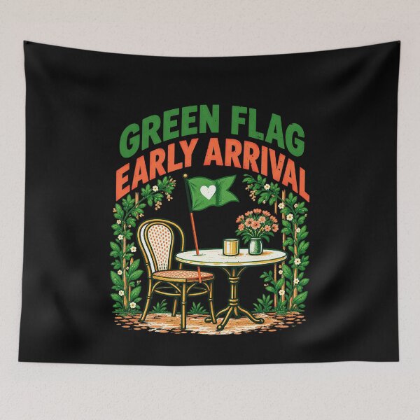 Item preview, Showing Up Early Is a Heart Flag on a Café Date designed and sold by elderberry.