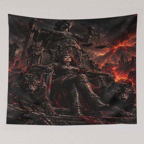Item preview, The Queen of Doomsday | Dark Fantasy, Giant Wolves and Kingdom of Fire designed and sold by JMAVILA ART.