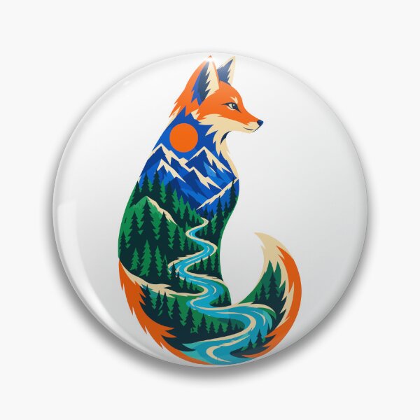 Item preview, Fox Mountain Forest River: Adventure Art with Wildlife and Double Exposure designed and sold by AliveStyle.
