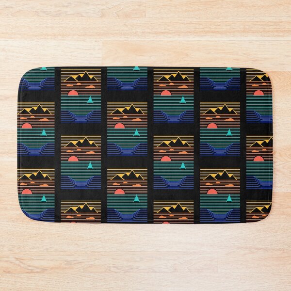 Item preview, Retro Sunset Mountains And Ocean - 80s Vaporwave Line Art designed and sold by AliveStyle.