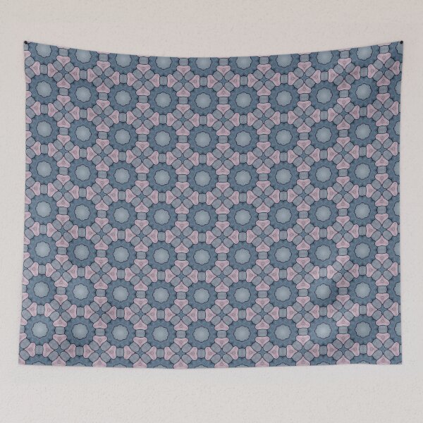Item preview, Smoky Slate Blue Dusty Lilac Indigo Mauve Octagonal Tile Pattern Mandala - Duvet Cover designed and sold by ArithraStudio.