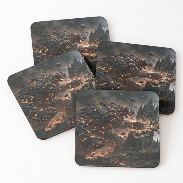 Item preview, Lava Golem Titan Attack - Grimdark Volcanic Horror Art designed and sold by JMAVILA ART.