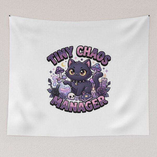 Item preview, Tiny Chaos Manager Witchy Black Cat Art designed and sold by PrintforDesign.