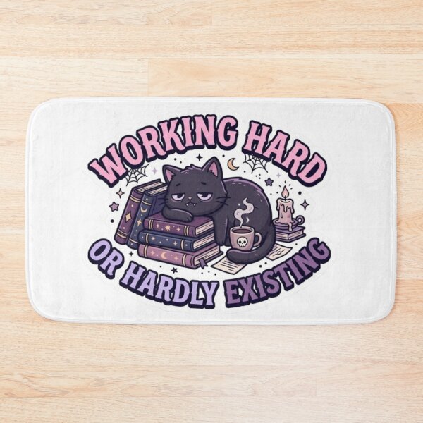 Item preview, Working Hard Or Hardly Existing Goth Cat designed and sold by PrintforDesign.