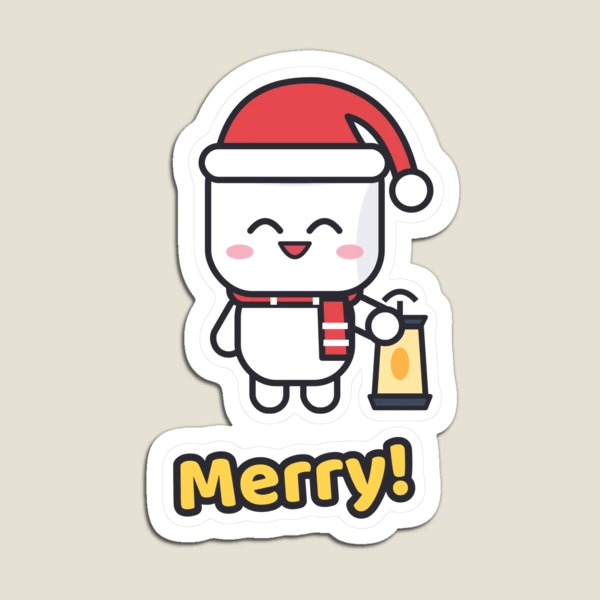 Pip's Christmas Village - Merry & Bright Cozy Holiday Marshmallow — Magnet by BiMood