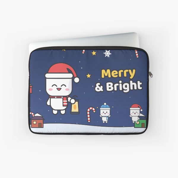 Pip's Christmas Village - Merry & Bright Cozy Holiday Marshmallow — Laptop Sleeve by BiMood