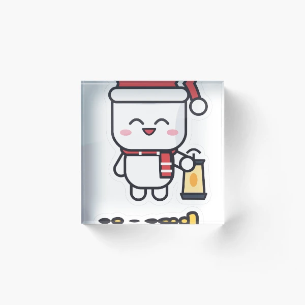 Pip's Christmas Village - Merry & Bright Cozy Holiday Marshmallow — Acrylic Block by BiMood