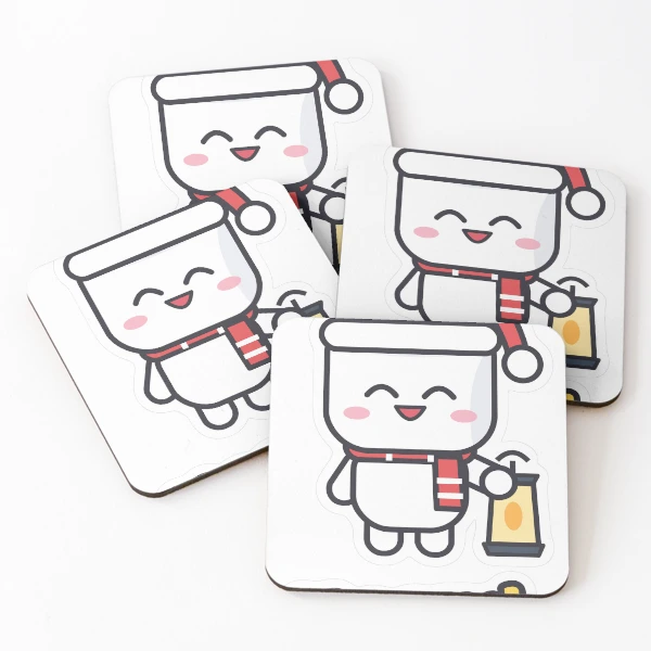 Pip's Christmas Village - Merry & Bright Cozy Holiday Marshmallow — Coasters (Set of 4) by BiMood