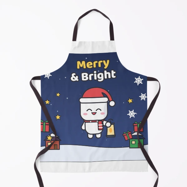 Pip's Christmas Village - Merry & Bright Cozy Holiday Marshmallow — Apron by BiMood