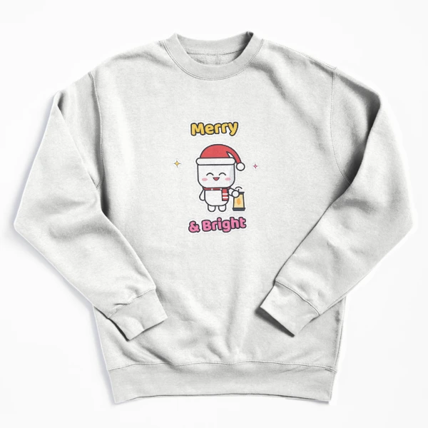 Pip's Christmas Village - Merry & Bright Cozy Holiday Marshmallow — Pullover Sweatshirt by BiMood
