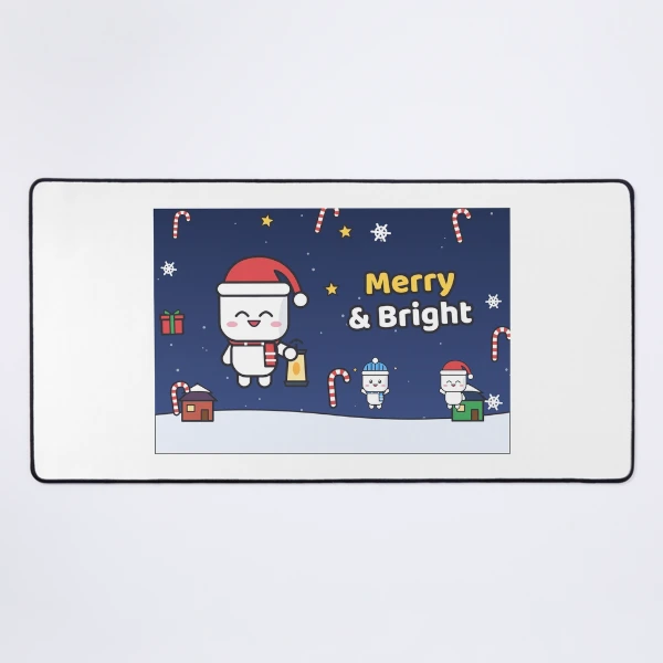 Pip's Christmas Village - Merry & Bright Cozy Holiday Marshmallow — Mouse Pad by BiMood
