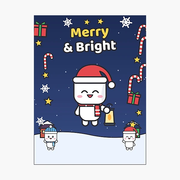 Pip's Christmas Village - Merry & Bright Cozy Holiday Marshmallow — Photographic Print by BiMood