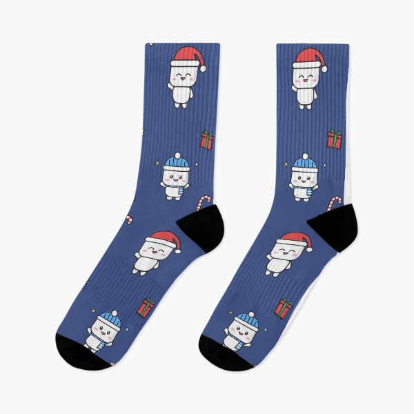 Pip's Christmas Village - Merry & Bright Cozy Holiday Marshmallow — Socks by BiMood