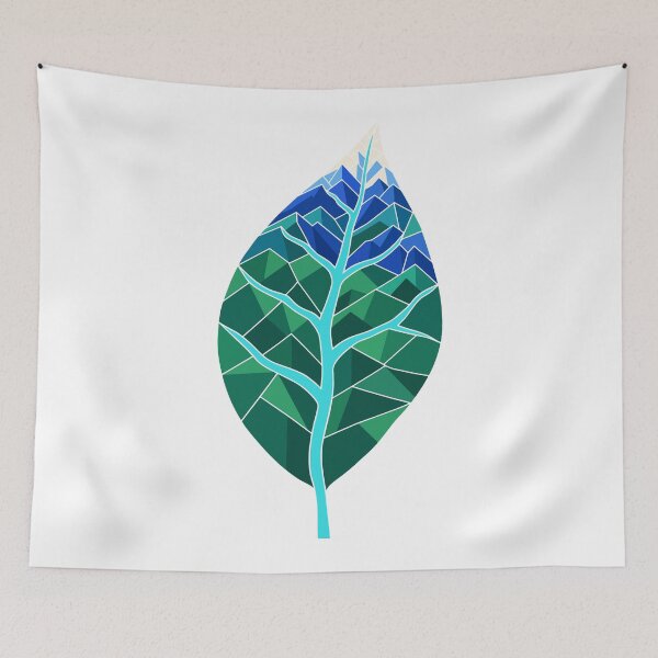 Item preview, Geometric Leaf Mountain River - Eco Nature Low Poly Art designed and sold by AliveStyle.