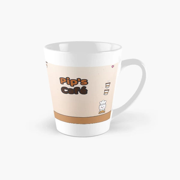 Pip's Café - Cute Barista Marshmallow with Latte and Croissant — Classic Mug by BiMood